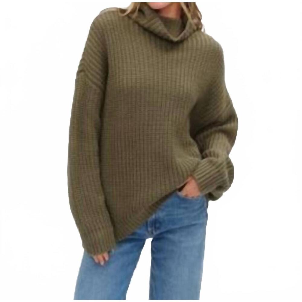 NEW SAGE & CLARE delaney oversized turtleneck sweater in green